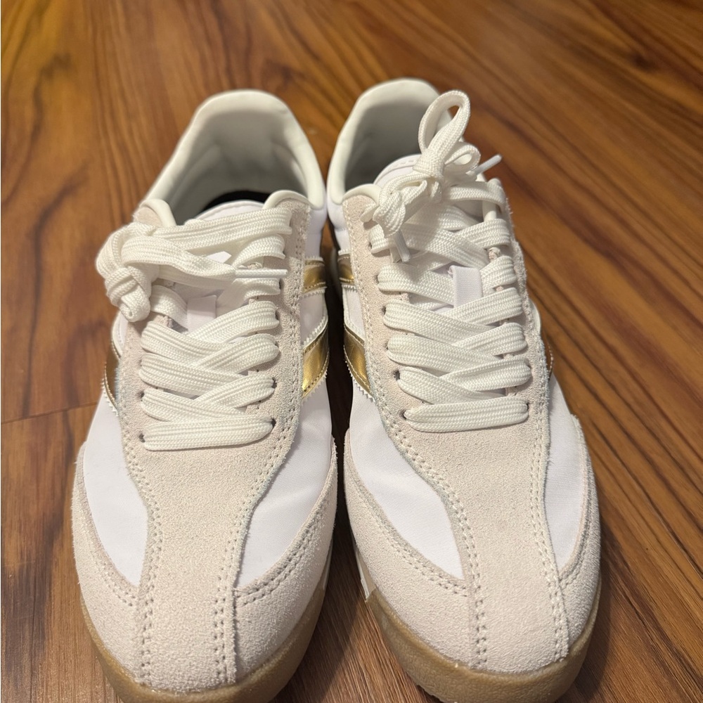 Tretorn White and Gold Sneakers for Women